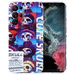 For Samsung Galaxy S22 Ultra 5G Painted Pattern Precise Hole PC Phone Case(Cute Skull)