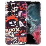 For Samsung Galaxy S22 Ultra 5G Painted Pattern Precise Hole PC Phone Case(Orange Comics)