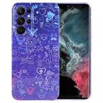 For Samsung Galaxy S22 Ultra 5G Painted Pattern Precise Hole PC Phone Case(Blue Purple Graffiti)