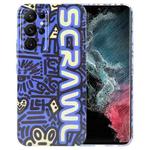 For Samsung Galaxy S22 Ultra 5G Painted Pattern Precise Hole PC Phone Case(Blue SCR)
