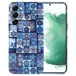 For Samsung Galaxy S22+ 5G Painted Pattern Precise Hole PC Phone Case(Green Plaid)
