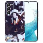For Samsung Galaxy S22 5G Painted Pattern Precise Hole PC Phone Case(Grey Robot)