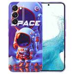 For Samsung Galaxy S22 5G Painted Pattern Precise Hole PC Phone Case(Orange White Astronaut)