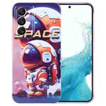 For Samsung Galaxy S22 5G Painted Pattern Precise Hole PC Phone Case(Orange Astronaut)