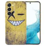 For Samsung Galaxy S22 5G Painted Pattern Precise Hole PC Phone Case(Yellow Background Smiling)