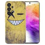 For Samsung Galaxy A73 5G Painted Pattern Precise Hole PC Phone Case(Yellow Background Smiling)