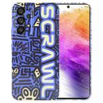 For Samsung Galaxy A73 5G Painted Pattern Precise Hole PC Phone Case(Blue SCR)