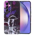 For Samsung Galaxy A54 5G Painted Pattern Precise Hole PC Phone Case(Black Purple Umbrella Boy)