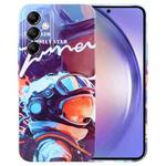 For Samsung Galaxy A54 5G Painted Pattern Precise Hole PC Phone Case(Orange Paint Astronaut)