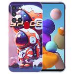 For Samsung Galaxy A21s Painted Pattern Precise Hole PC Phone Case(Orange Astronaut)