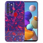 For Samsung Galaxy A21s Painted Pattern Precise Hole PC Phone Case(Black Red Graffiti)