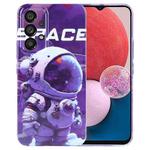 For Samsung Galaxy A13 4G Painted Pattern Precise Hole PC Phone Case(Purple Astronaut)