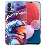 For Samsung Galaxy A13 4G Painted Pattern Precise Hole PC Phone Case(Orange Paint Astronaut)