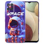 For Samsung Galaxy A12 Painted Pattern Precise Hole PC Phone Case(Orange White Astronaut)