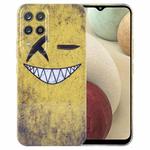 For Samsung Galaxy A12 Painted Pattern Precise Hole PC Phone Case(Yellow Background Smiling)