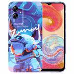 For Samsung Galaxy A04e Painted Pattern Precise Hole PC Phone Case(Blue Paint Astronaut)