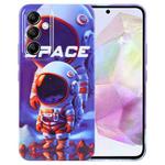 For Samsung Galaxy A35 5G Painted Pattern Precise Hole PC Phone Case(Orange White Astronaut)