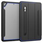 For iPad Air 2 / Air / 9.7 (2018 & 2017) Acrylic + TPU Horizontal Flip Smart Leather Case with Three-folding Holder & Pen Slot & Wake-up / Sleep Function(Blue+Black)