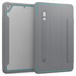 For iPad Air 2 / Air / 9.7 (2018 & 2017) Acrylic + TPU Horizontal Flip Smart Leather Case with Three-folding Holder & Pen Slot & Wake-up / Sleep Function(Light Blue+Grey )