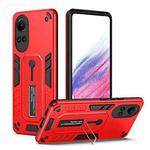 For OPPO Reno10 5G Global Variety Brave Armor Finger Loop Holder Phone Case(Red)