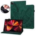 For iPad Pro 12.9 2022 / Air 13 2024 Big Butterfly Embossed Leather Tablet Case(Green)