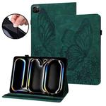 For iPad Pro 13 2024 Big Butterfly Embossed Leather Tablet Case(Green)