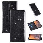 For Samsung Galaxy A6+ / J8 (2018) Ultrathin Glitter Magnetic Horizontal Flip Leather Case with Holder & Card Slots(Black)