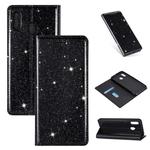 For Samsung Galaxy A20 / A30 Ultrathin Glitter Magnetic Horizontal Flip Leather Case with Holder & Card Slots(Black)