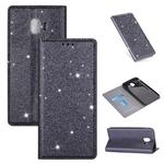 For Samsung Galaxy J4 (2018) Ultrathin Glitter Magnetic Horizontal Flip Leather Case with Holder & Card Slots(Gray)