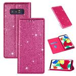 For Samsung Galaxy Note 8 Ultrathin Glitter Magnetic Horizontal Flip Leather Case with Holder & Card Slots(Rose Red)