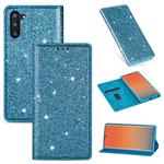 For Samsung Galaxy Note 10 Ultrathin Glitter Magnetic Horizontal Flip Leather Case with Holder & Card Slots(Sky Blue)