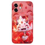 For iPhone 12 mini New Year Red Silicone Shockproof Phone Case(Happy Dragon Doll)