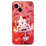For iPhone 13 New Year Red Silicone Shockproof Phone Case(Happy Dragon Doll)