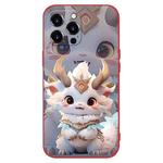 For iPhone 14 Pro Max New Year Red Silicone Shockproof Phone Case(White Dragon)