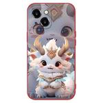 For iPhone 15 New Year Red Silicone Shockproof Phone Case(White Dragon)
