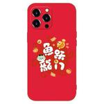 For iPhone 15 Pro New Year Red Silicone Shockproof Phone Case(Fish Dragon Gate)