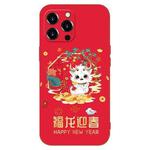 For iPhone 15 Pro New Year Red Silicone Shockproof Phone Case(Welcomes Spring Festival)