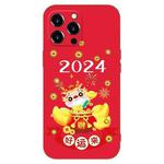 For iPhone 15 Pro Max New Year Red Silicone Shockproof Phone Case(Make Money)
