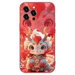 For iPhone 15 Pro Max New Year Red Silicone Shockproof Phone Case(Cute Little Dragon)
