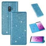 For Samsung Galaxy S9 Ultrathin Glitter Magnetic Horizontal Flip Leather Case with Holder & Card Slots(Sky Blue)