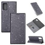 For Samsung Galaxy A41 Ultrathin Glitter Magnetic Horizontal Flip Leather Case with Holder & Card Slots(Gray)