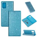 For Samsung Galaxy A51 Ultrathin Glitter Magnetic Horizontal Flip Leather Case with Holder & Card Slots(Sky Blue)