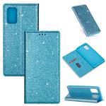 For Samsung Galaxy S20 Ultra Ultrathin Glitter Magnetic Horizontal Flip Leather Case with Holder & Card Slots(Sky Blue)