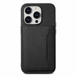 For iPhone 12 Pro / 12 Calf Texture Card Bag Design Full Coverage Phone Case(Black)