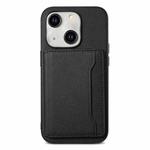 For iPhone 15 Calf Texture Card Bag Design Full Coverage Phone Case(Black)