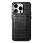 For iPhone 11 Pro Crocodile Texture Card Bag Design Full Coverage Phone Case(Black)