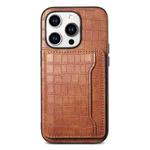 For iPhone 11 Pro Max Crocodile Texture Card Bag Design Full Coverage Phone Case(Brown)