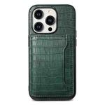 For iPhone 12 Pro Max Crocodile Texture Card Bag Design Full Coverage Phone Case(Green)