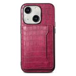 For iPhone 14 Crocodile Texture Card Bag Design Full Coverage Phone Case(Red)