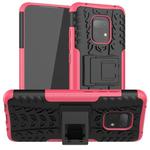 For Xiaomi Redmi 10X 5G Tire Texture Shockproof TPU + PC Protective Case with Holder(Rose Red)